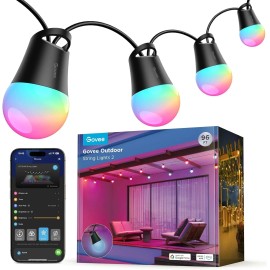 Govee Smart Outdoor String Lights 2, 96Ft RGBIC Dimmable alexa, google home