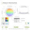 ASD LED Smart Recessed Lighting 6 Inch 15W, RGBW Color