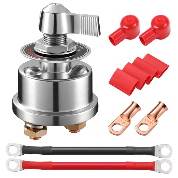 12-48V Battery Disconnect Switch 200A with Accessory and Cable, Heavy