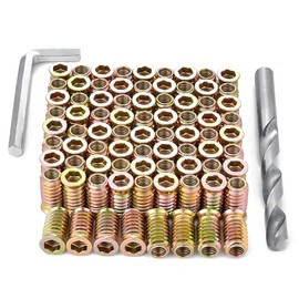 Xrfoiniu 50 Pieces 5/16 Threaded Inserts for Wood Insert Nut Woodworking Tools Flush Nut Inserts Wood Bolt Furniture Headless Screw Hardware Nuts (50, 5/16"-18x25mm)