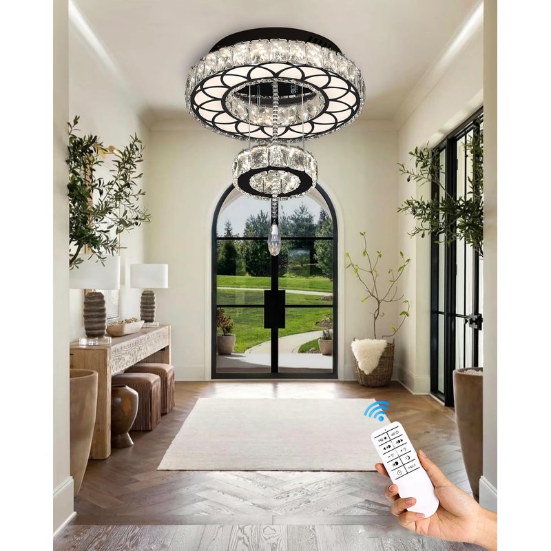 Flashing God Dia 12" Crystal Mini Chandelier Crystal Black Ceiling
