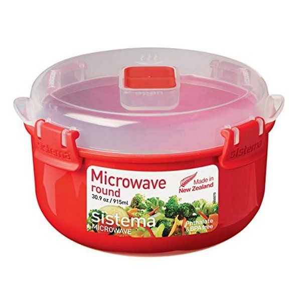 Sistema Microwave Cookware Bowl, Round, 30.9 Ounce/ 3.8 Cup, Red