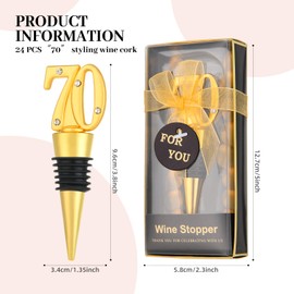 12 PCS Wine Stopper Party Favors 70th Anniversary Party Gifts Black and Gold 70 Birthday Party Gifts Souvenirs Decorations for Guests