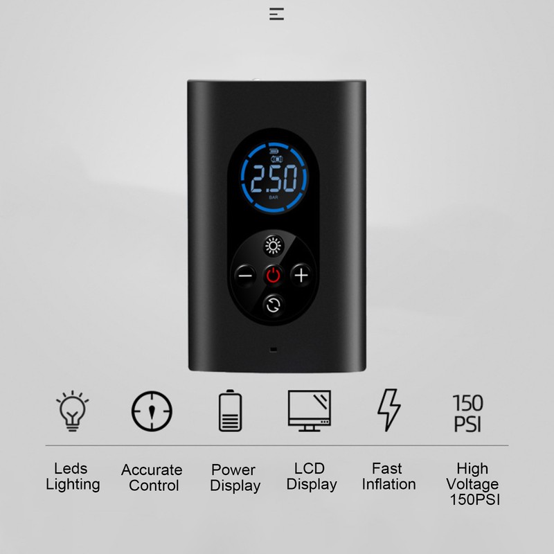 Electric Tire Inflator Mini Cordlessly Portable Car Air Compressor Rechargeable