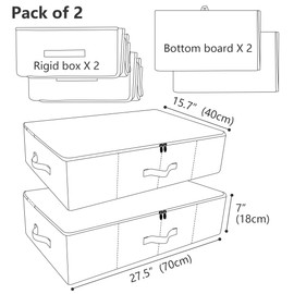 iwill CREATE PRO Pack of 2, Rigid Underbed Storage Boxes with Zip Lid for Clothes, Bedding Sheets, Blankets Organiser, Black Gray