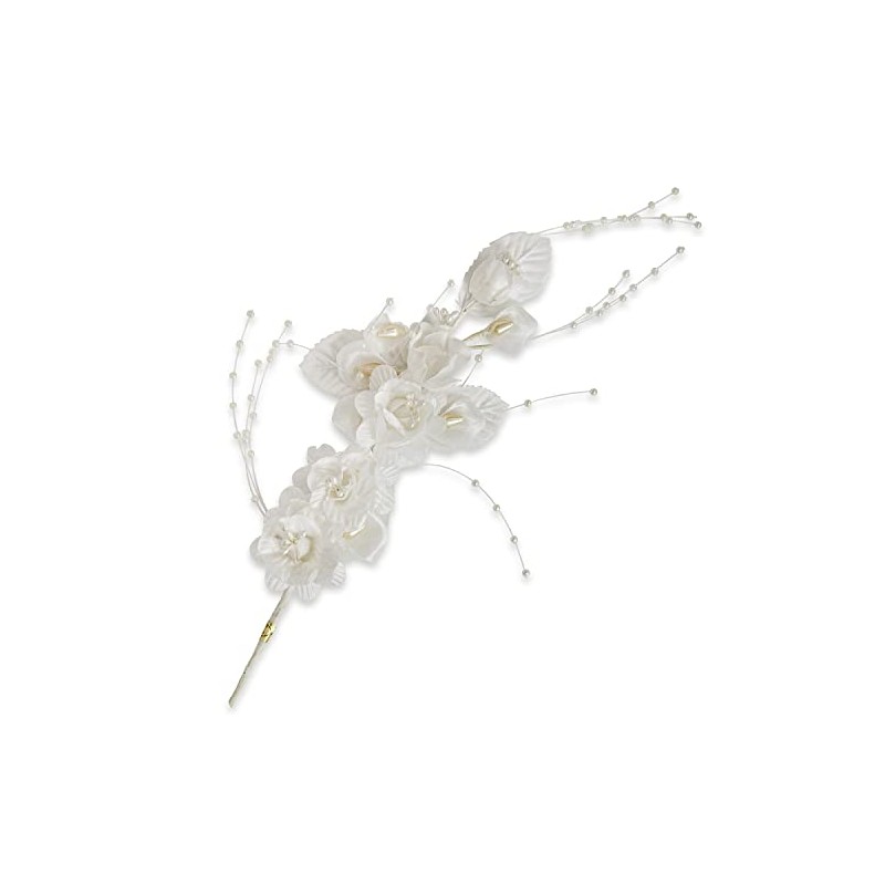 Expo International Vintage Bridal Floral with Pearls Spray | White