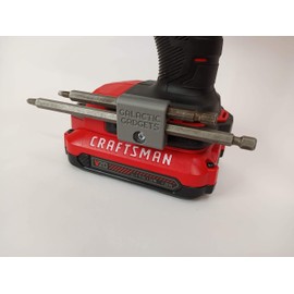 Side Mount MAGNETIC Bit Holder for Dewalt 20V or Craftsman V20 Drill or Driver - 2 Slot Pass Thru (Grey) - Galactic Gadgets