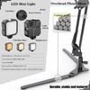 Overhead Phone Mount with LED Light, Phone Stand for Recording,