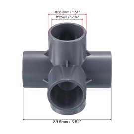 PATIKIL 32mm 5 Way Elbow Pipe Fitting UPVC 1pc Joint Coupling Pipe Adapter for Pipe Connection, Gray
