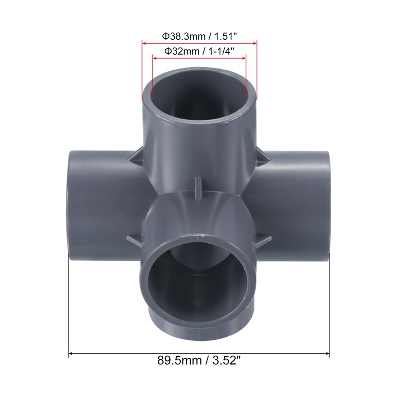 PATIKIL 32mm 5 Way Elbow Pipe Fitting UPVC 1pc Joint