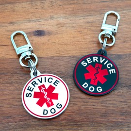 Ultra Joys Service Dog ID Tag for Small & Large Dogs - Emotional Support ESA Medical Alert Collar Accessory - Durable Stainless Steel Service Animal Tag - Classic Service Tag in Silver Large