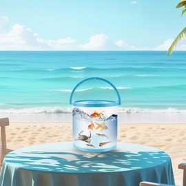 Foldable Small Aquarium Portable Fish Tank Transport Container for Catching and Release Critters, Beach, Pool and Lake (Blue)