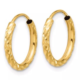 Unbranded 14.7mm 14k Gold Polished & Satin Diamond-cut 2.00mm Endless Hoop Earrings TF2186