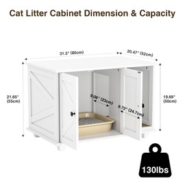 Anmire Cat Litter Box Enclosure,Wooden Cat Washroom Furniture with Barn Door, Pet House Hidden Litter Box,Litter Box Furniture Fit Most of Litter Box