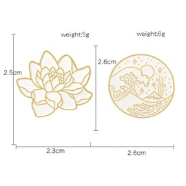 Broche creativo de flor de loto de color oro blanco con diseño de flor de loto para la naturaleza, sombrero, mochila, broches, joyería japonesa para mujeres y hombres, Metal, Sin gemas.