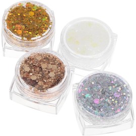 Outanaya 4piezas Resplandecer Brillantina Para Cara y Cuerpo Brillantina De Gel Para Maquillaje De Fiesta Decoración De Uñas Accesorios Para Mujeres Uso Festivales