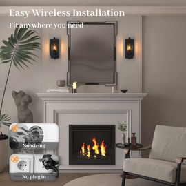 ThyFenno Vintage Battery Operated Wall Lights with Remote Control, Dimmable Wall Sconce Faux Candle Holder Design No Wire Easy Install, Rechargeable Wall Lamp for Living Room Bedroom Hallway Farmhouse