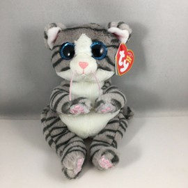 Ty Beanie Baby Bellies MITZI Grey Tabby Cat (6 inch) Stuffed Animal Plush MWMTs