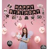 50th Birthday Decorations for Women, Pre-Strung Black Rose Gold Happy