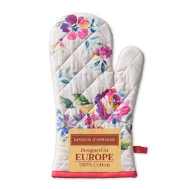 Maison d'Hermine Oven Gloves 100% Cotton Oven Mitt 7 Inch x 13 Inch with Loop Heat Resistant, BBQ, Cooking, Baking, Grilling, Microwave, Barbeque - Easter Decorations Spring/Summer (Rose Garden)