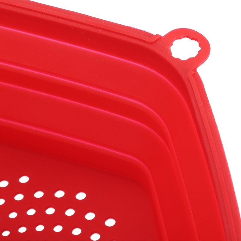 Red Silicone Microwave Splatter Cover with Handle Collapsible Microwave Food