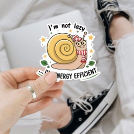 3Pcs I'm Not Lazy I'm Energy Efficient Sticker, I'm Not Lazy I'm Energy Efficient Snail Sticker, Funny Snail Stickers, Motivation Quote Vinyl Decal - Sticker for Laptop Water Bottle Phone Hard Hat 3"
