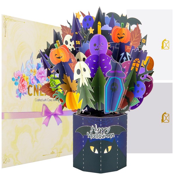 CNLITIHEKA Halloween Popup Bouquet Card, Halloween Pop Up Card, 3D
