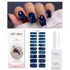 Dark Blue Green Gel Nail Strips, KALEFUL Semi Cured Gel