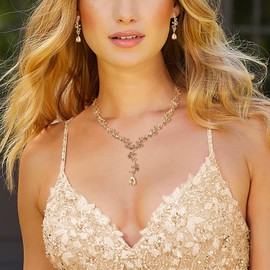 Clearine Necklace Earrings Set Wedding Bridal Leaf Crystal Jewellery Set Clear Silver Tone, Crystal, No Gemstone