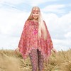 BITOWO Hippie Kostüm Damen Set Karneval Poncho Hippie Accessoires 60er