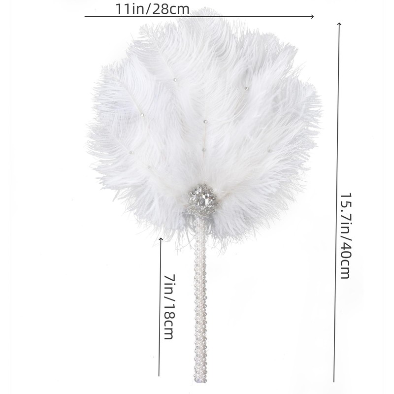 1920s Vintage Ostrich Feather Bouquet Fan Gatsby Bridesmaid Dance Feather