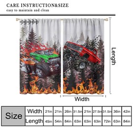AAVEUP - Cortinas decorativas para niños, camuflaje de dibujos animados, bosque, rojo, verde, llanta de llama grande, para ventana de coche, para recámara, cuarto de bebé, sala de estar, 42 x 45