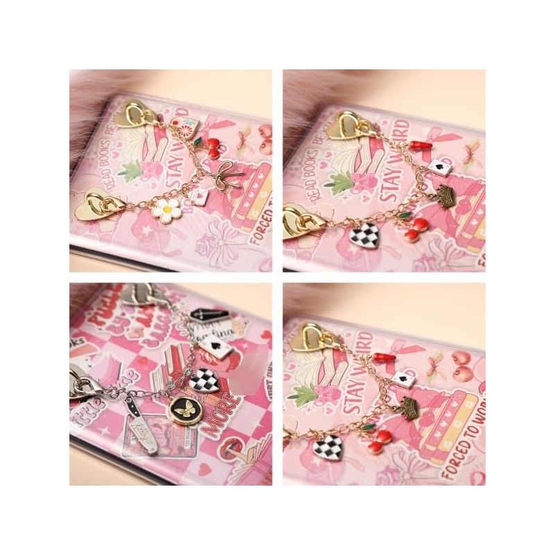 TAKEALOOKO Dust Plug Charm Chains for Kindle - 4Pcs Silver