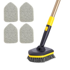 Yocada - cepillo para polvo de limpieza 2 en 1 para tina de 58.2 pulgadas, ajustable, para limpieza de baño, cocina, inodoro, pared, tina, fregadero, sin arañazos