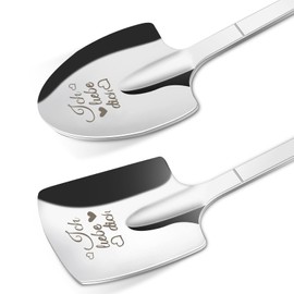 Ice Cream Spoon with Engraving, 2 x Stainless Steel Spoons with Engraving, Ice Cream Spoon for Couples, Love Spoon, Suitable as a Valentine's Day, Birthday and Anniversary Gift for His or Her Couple