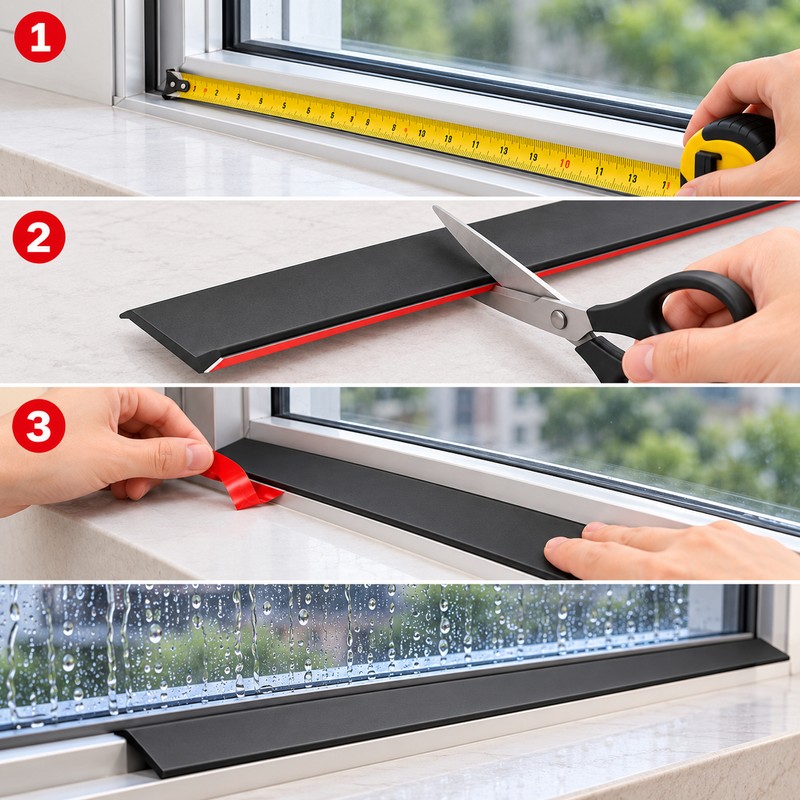 Self-Adhesive Window Water Blocking Bar – Rubber Rain Barrier Strip