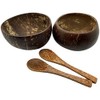 VIE Gourmet Coconut Bowls and Spoons, Set of 2, Black,