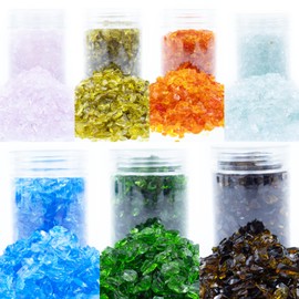 YINBEILIXU Crushed Glass Set of 7,Broken Glass Stones,1-3mm (Multicolor-e)