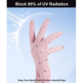 SUJAYU Full Finger Gloves Women, Thin Cotton Hiking Gloves Cycling Gloves Bike Accessories, Breathable Touchscreen UPF Glove Sun Protection Glove for Women (Black)