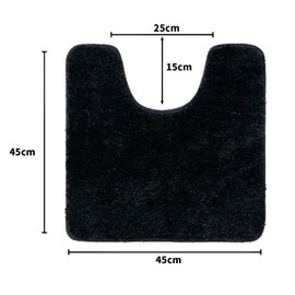 MIULEE Absorbent WC Toilet Rug Non Slip U Shape Bath Mat with High Hydroscopicity Rugs Super Soft Cozy and Shaggy Microfiber Rug Carpet for Bathroom 45x45 cm Black