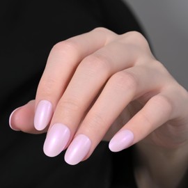 XZMeiLun Aurora Purple Pink Press On Nails Short Almond 24 Pcs, Designer Reusable Acrylic Fake Nails with Glue, Glossy Soft Gel Nails Wedding and Party, Stick On Glue On Nails, Nial for Women Gift