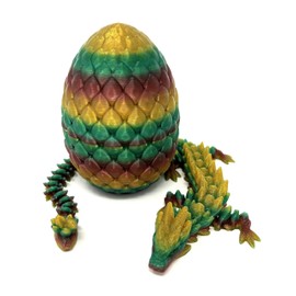 MunnyGrubbers - Small 12" Crystal Dragon Fidget Toy with Surprise Egg - Heavy Duty - 3D Printed Flexible Articulating Plastic Collectible Figurine - (Autumn)