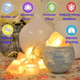 MINGRI Himalayan Salt lamp Salt Rock Night Light USB Fairy Hanging String Lights for Bedroom,Crystal Stones Natural Pink Salt Lamp for Meditation,Yoga,Office, Bedside,Desk,Computer, Baby,Child
