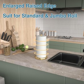 Paper Towel Holder Countertop, Gold Kitchen Accessories Decor, Stainless Steel, Weighted Base, Gold, Paper Towel Roll Holder Stand with Ratchet Mechanism for Kitchen Bathroom Farmhouse Essentials