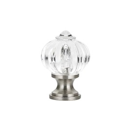 Rok Hardware Crystal Clear Round Pumpkin Style Metal Acrylic Brushed Nickel 1-3/32" Decorative Kitchen Vanity Dresser Cabinet Drawer Door Knob K530428CLBN (Single)