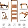 Step Ladder 3-Step Woodgrain Finish Aluminum Folding Step Ladders Wide