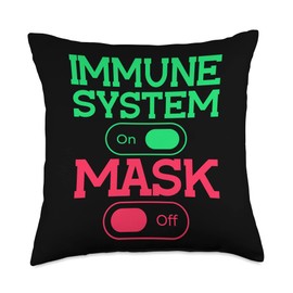 Complex Network Of Cells Or Healthy Body Lover Immune System On Mask Off Protection Body Organs Throw Pillow, 18x18, Multicolor