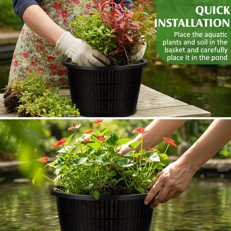 Weysat 8pcs Pond Plant Baskets Hydroponic Baskets 8.3 Inch Round