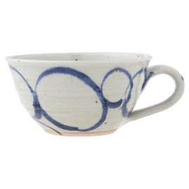 Marui Pottery MR-3-4402 Shigaraki Ware Hechimon Soup Cup, Capacity: Approx. 11.8 fl oz (350 ml), Kuresumaru, Blue