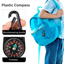 Pack of 24 Carabiner Compass Keyrings - Colourful Plastic Compasses for Children, Ideal as Party Gifts, Educational Toys and Outdoor Activities